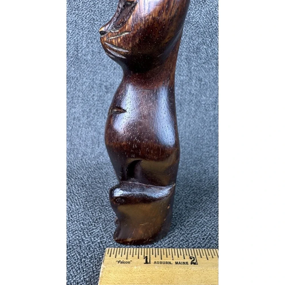 Vintage MCM Hand Carved Siamese Cat 6